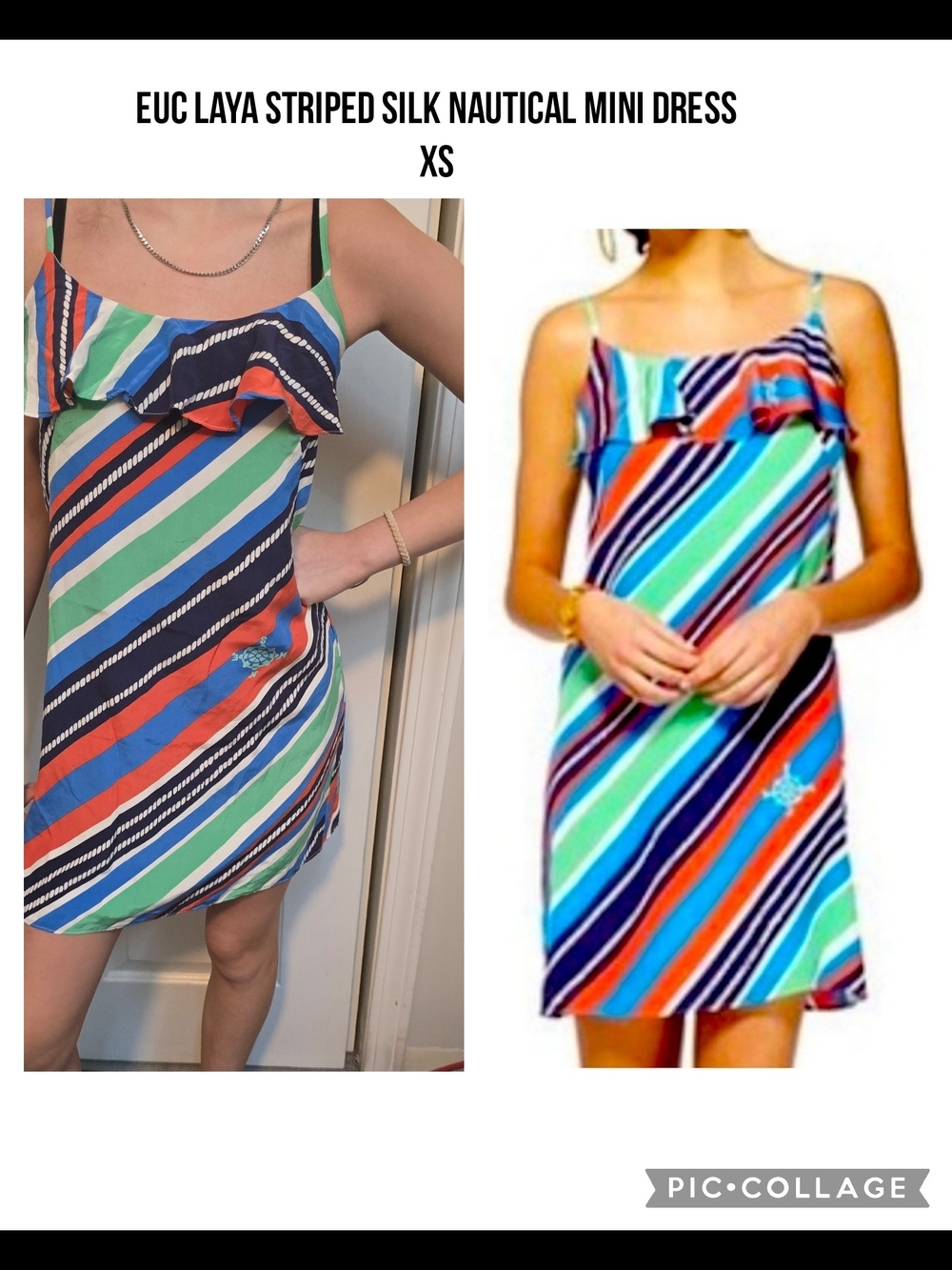 Lilly Pulitzer Striped Nautical Silk Mini Dress in Blue, Green & Coral
